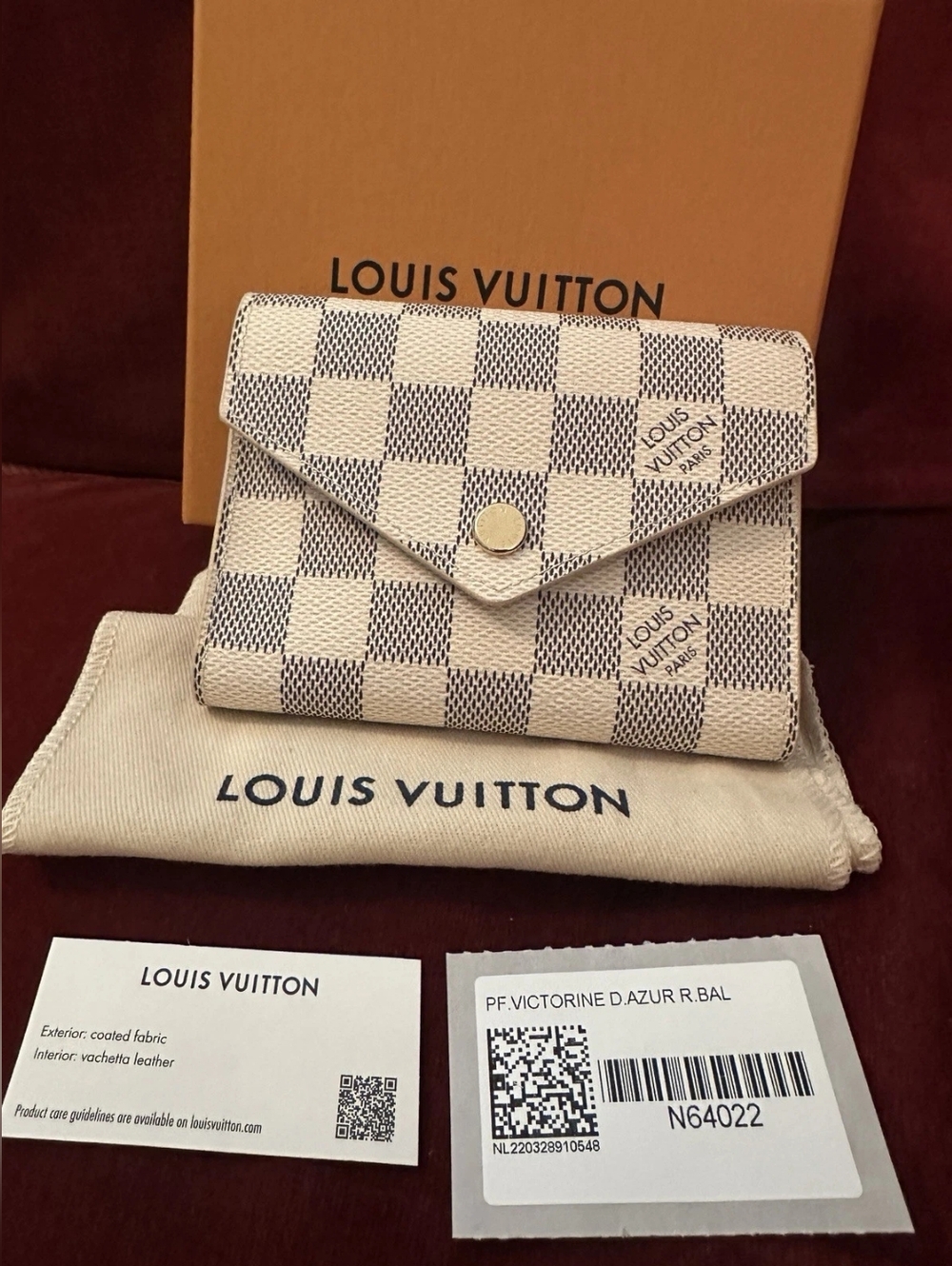 Louis Vuitton Damier Azur Victorine Wallet Rose Ballerine Pink